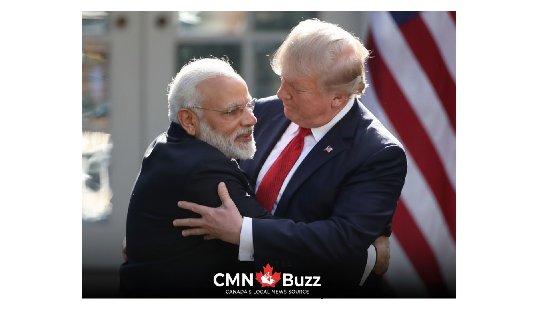 Prime Minister Narendra Modi and US President Donald Trump hugging during a diplomatic meeting regarding the 2026 trade agreement.