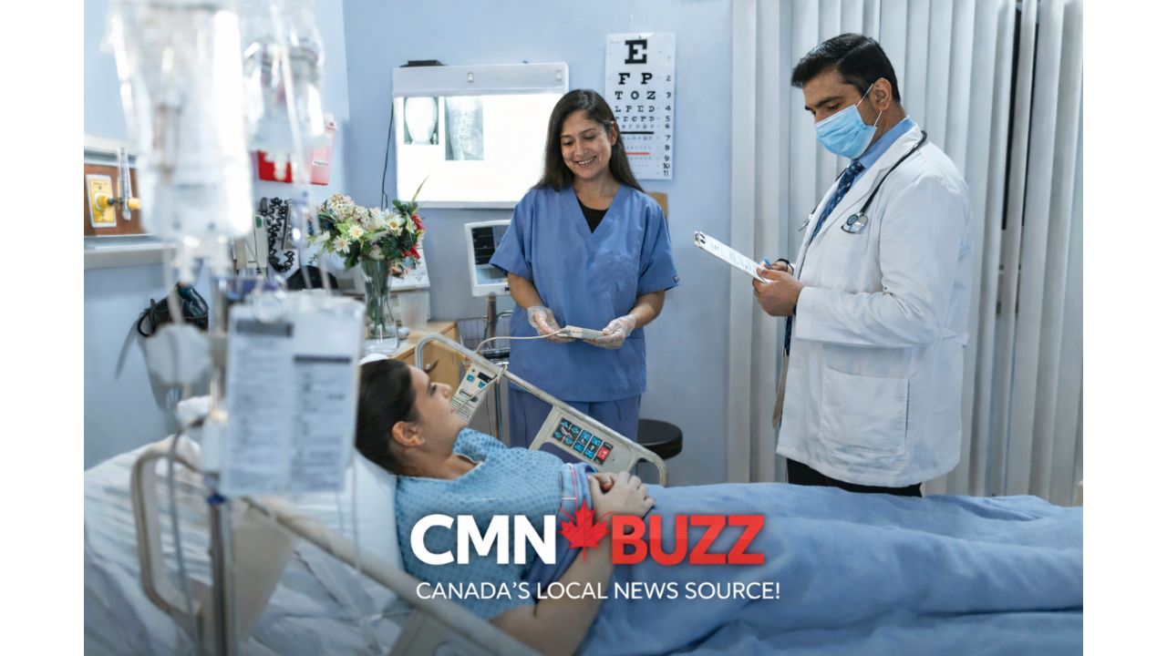 Healthcare professionals working in a Canadian hospital highlighting healthcare job opportunities for Malayalees in Canada