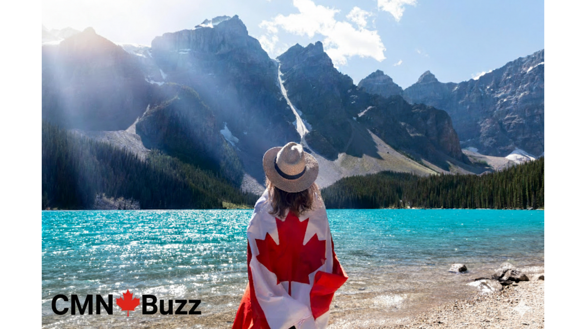 CMN Buzz logo on a scenic Canadian landscape background featuring mountains and a turquoise lake to illustrate Canada PR opportunities 2026.